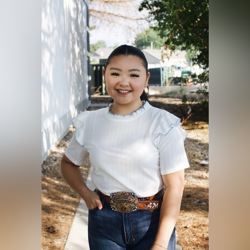 NWT – HAYDEN Los Angeles – Isabelle Top White w/blue trim. 2XL – P2P 25” +